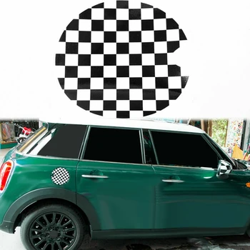 Защитная крышка заливной горловины топливного бака Декоративная наклейка для крышки бензобака Mini Cooper с черно-белым клетчатым гоночным рисунком