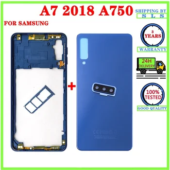 Для Samsung Galaxy A7 2018 A750 Полный корпус Средняя рамка A750F Задняя крышка аккумулятора Корпус Чехол + лоток для sim-карты