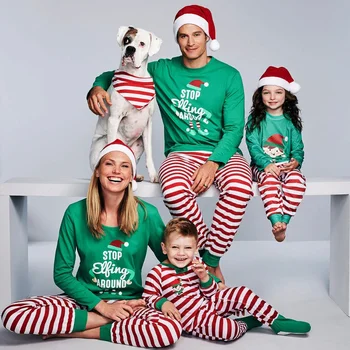 Новый семейный рождественский пижамный комплект, подходящая для семьи одежда, одежда для рождественской вечеринки, пижамный комплект для взрослых и детей, хлопковые детские ползунки, пижамы