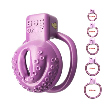 Фиолетовая Клетка для вагинального Целомудрия BBC Octopus Pussy со скрытым замковым кольцом, БДСМ Розовая Клетка для члена, секс-инструмент для мужчин, секс-игрушки для сисси для взрослых