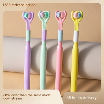 Универсальная зубная щетка с покрытием для языка с горячей чисткой, трехголовочная, трехсторонняя зубная щетка для взрослых с мягкой щетиной