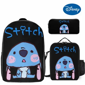 Новый школьный рюкзак из трех предметов для мальчиков и девочек, пенал, сумка для еды, сумка для книг с принтом персонажей мультфильмов Диснея на заказ