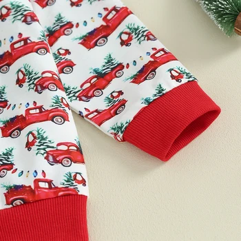 Рождественский наряд для малышей, рубашки и брюки с длинными рукавами в стиле вестерн для мальчиков и девочек, милая рождественская осенне-зимняя одежда