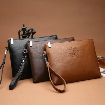 Мужская деловая сумка, сумка для мобильного телефона, новый модный бумажник из мягкой кожи, бумажник с надписью большой емкости