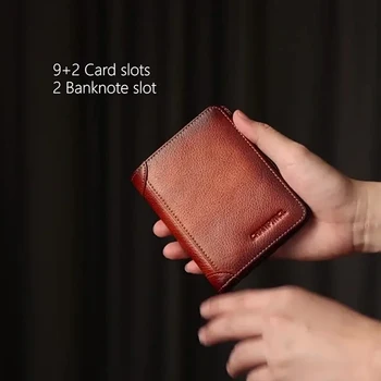 Мужской кошелек из натуральной кожи на молнии с RFID-держателем для карт, Портативный Роскошный Дизайнерский мужской кошелек, мужской короткий держатель для карт