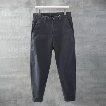 Модные Мужские повседневные брюки с эластичной талией, Маленькие ножки, Тонкий Корейский стиль, плиссированный зауженный Мужской блейзер, брюки, уличная одежда H43