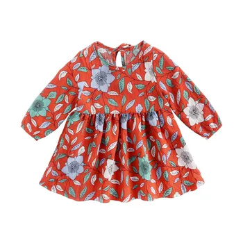 Sanlutoz Детское платье с цветочным узором Одежда для девочек Повседневная Модная Одежда для младенцев с длинным рукавом