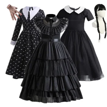 Костюм среды для девочек для детей Аддам 2023, черные сетчатые платья для косплея, карнавальный костюм, детский костюм на Хэллоуин