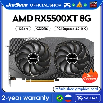 Игровая видеокарта JIESHUO AMD RX 5500XT 8GB 128bit GPU GDDR6 PCI-E 4.0 1408 RX5500XT 8G Настольный видео офисный ПК KAS RVN CFX