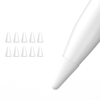 10 шт. Силиконовый сменный чехол для наконечника, защитный чехол для Apple Pencil, 1-й и 2-й чехол для стилуса с сенсорным экраном, белый