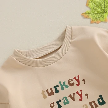 Детский комбинезон на День Благодарения с красочным буквенным принтом, боди с круглым вырезом и длинным рукавом, осенняя одежда для новорожденных