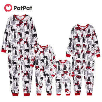 Пижамы PatPat на молнии с длинными рукавами и принтом в тон рождественской семье (огнестойкие)