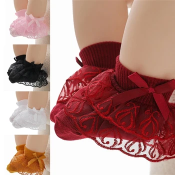 Носки для малышей Q0KB, эластичные дышащие носки, короткие носки Sweet Baby, Летние кружевные носки