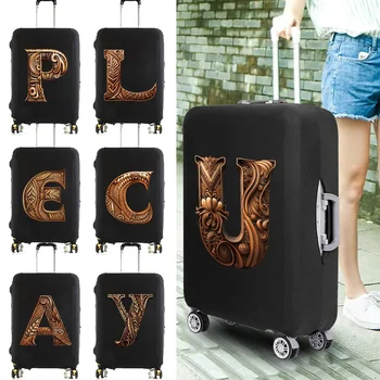 Чехлы для багажа Предметы первой необходимости для путешествий многоразовый дорожный багаж серии Wood Art Подходит для багажа 18-32 дюймов, который можно стирать многоразово 2024
