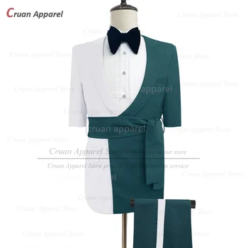 Новейший мужской костюм 2024 года, модный праздничный блейзер с сращиванием на заказ, брюки, 2 предмета, повседневные занятия, Классические повседневные мужские костюмы