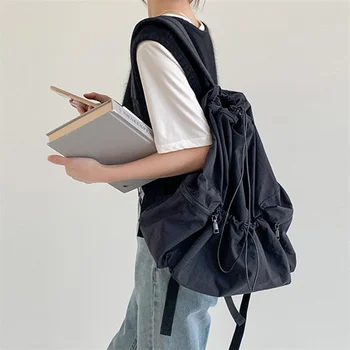 Универсальная и легкая Женская Мужская дорожная студенческая сумка с рюшами, рюкзак для колледжа для мальчиков и девочек, модная школьная сумка для ноутбука, женские сумки