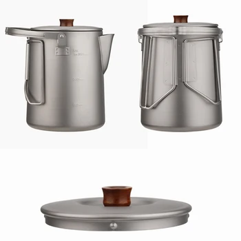 Титановый чайник объемом 1,5 л, походный чайник, уличная подвесная кофеварка, Прочные походные принадлежности для замены походов на природу