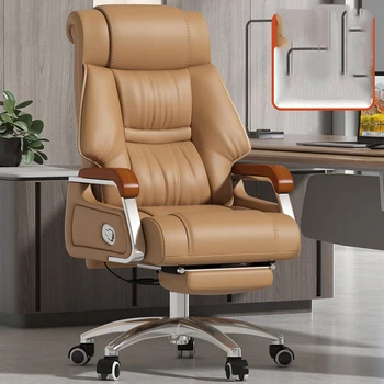 кожаное кресло босса, компьютерное кресло, бытовая мебель, откидывающийся офис, удобное вращающееся бизнес-кресло для длительного сидения