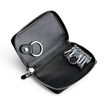 Простой модный чехол для ключей, кожаный бумажник, унисекс, сумка для ключей, сумка на молнии, сумка-органайзер, автомобильная ключница, кошелек, держатель для карт