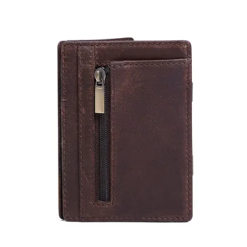Мужской Волшебный кошелек из натуральной кожи, держатель для карт с карманом для монет, деловой Тонкий Минималистичный кошелек для денег, зажим для наличных, RFID-кошелек для мужчин