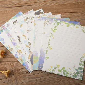 8шт изысканной цветной бумаги для писем, креативная маленькая свежая писчая бумага, милые подушечки для писем для конвертов, канцелярские принадлежности.