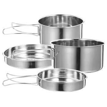 1 комплект походной посуды, набор походных горшков из нержавеющей стали, принадлежности для приготовления пищи в походе