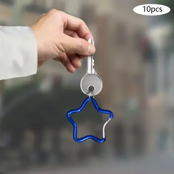 10шт Быстросъемный карабин-цепочка для ключей в форме пятиконечной звезды, прочный для рюкзаков, брелков для путешествий, походов, дома