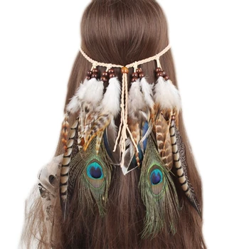 Повязка на голову с перьями, аксессуары для волос Bohemian Gypsys для фестивальной маскарадной вечеринки Прямая поставка