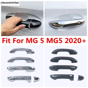 Для MG 5 MG5 2020 2021 Защита дверной ручки автомобиля, Декоративная отделка крышки, Аксессуары из АБС-хрома /углеродного волокна, комплект для ремонта экстерьера