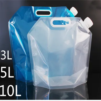 Складной мешок для воды емкостью 5 л, 10 л, Складная Многоразовая бутылка для выживания на природе с гибким ручным подъемником