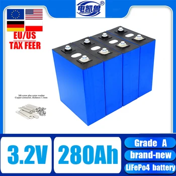 4-16 шт. аккумуляторы Lifepo4 3,2 В 280 Ач, система хранения солнечной энергии класса А, аккумуляторные батареи для дома на колесах, не облагаемые налогом в ЕС/США