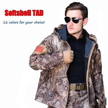 Водонепроницаемая и ветрозащитная мужская спортивная куртка для пеших прогулок, армейская боевая куртка, камуфляжная охотничья куртка, тактический костюм Tad Soft Shell