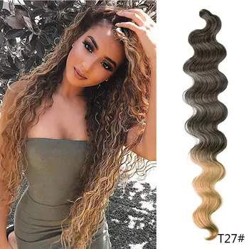24-дюймовая Объемная волна, вязаная крючком, Синтетические волосы для чернокожих женщин, Глубокая волна, Омбре, Плетение, наращивание волос, Высокотемпературное волокно