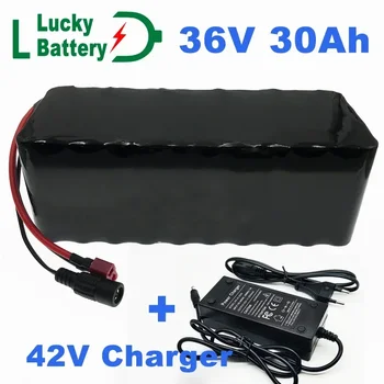 Аккумуляторная батарея 36 В, аккумулятор для электровелосипеда емкостью 30 Ач, встроенная литиевая батарея BMS на 20 А, аккумулятор для электровелосипеда на 36 В с зарядным устройством на 2 А