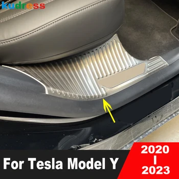 Для Tesla Model Y 2020 2021 2022 2023, Накладка на порог автомобиля из нержавеющей стали, Защитная накладка для педали Приветствия, Защитные Аксессуары для педалей