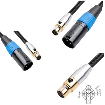 3-контактный кабель-переходник Mini XLR от мужчины к женщине XLR Сбалансированный шнур для записи, акустических систем, радиостанции