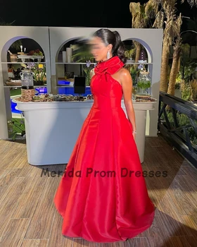 Красные платья для выпускного вечера трапециевидной формы на бретелях, без рукавов, с открытой спиной, длиной до пола, Арабский современный дизайн, вечерние платья для официальных мероприятий, праздничное платье