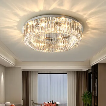 Современная хрустальная потолочная люстра для столовой спальни Скандинавский золотой хромированный светодиодный потолочный светильник для гостиной