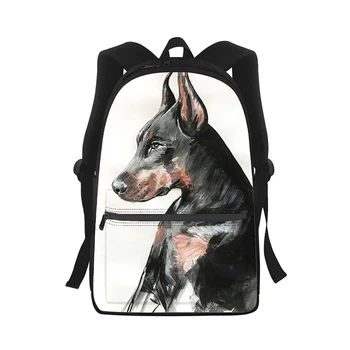Doberman cool dog Мужской Женский рюкзак с 3D принтом, модная студенческая школьная сумка, рюкзак для ноутбука, Детская дорожная сумка через плечо
