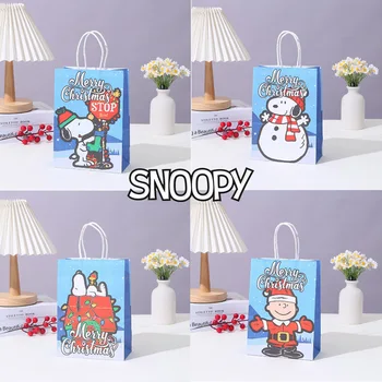 Подарочные пакеты из крафт-бумаги Snoopy, аниме, мультфильм, милая подарочная сумка для фестиваля конфет с ручками, многофункциональная сумка для покупок DIY