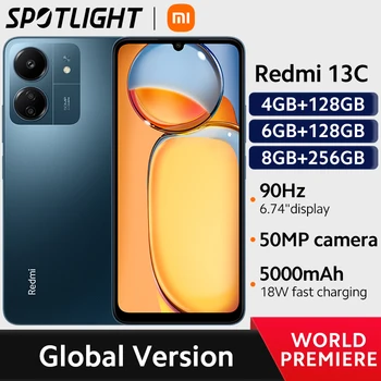 Xiaomi Redmi 13C [Мировая премьера] Глобальная версия MediaTek Helio G85 Octacore 50-Мегапиксельная камера 5000 мАч MIUI 14 90 Гц 6,74 