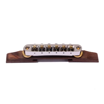 Мост для джазовой гитары Archtop с золотыми роликовыми седлами, Фурнитура из розового дерева B-23, Гитарные детали