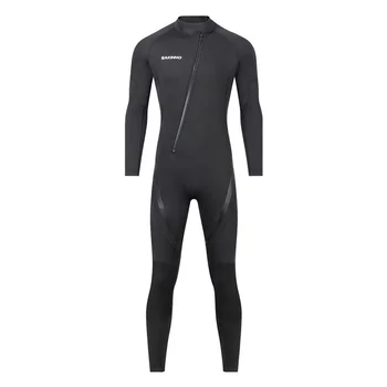 Спереди Диагональная молния, 3 мм Неопреновый гидрокостюм, мужской цельный водолазный костюм с длинным рукавом, для всего тела, для серфинга, подводного плавания, зимний купальник
