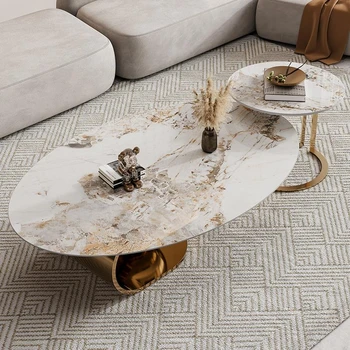 Легкий Роскошный журнальный столик из натурального мрамора, дизайнерский неправильной формы Белый журнальный столик, модель элитной виллы, чайный столик для гостиной