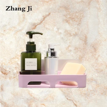 ZhangJi Присоска Пластиковый Контейнер для Мыльницы Кухонные Инструменты Ванная Комната Бесследная Полка Настенный Ящик для мыла для посуды Коробка