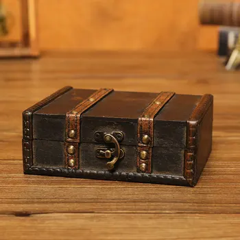Оптовая продажа, ретро-коробка, настольная деревянная коробка, европейские деревянные буквы, маленькая коробка с замком, антикварное хранилище kawaii