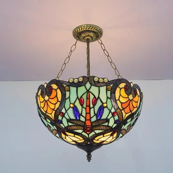 40 см Тиффани Средиземноморский Витражный Подвесной Светильник Винтажный Подвесной Светильник для Столовой Кухонный Светильник Home Art Decor