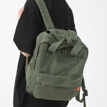 Старый винтажный рюкзак из моющегося холста, простой рюкзак для отдыха, Унисекс, Ручная студенческая школьная сумка