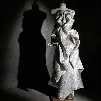 Оригинальное художественное оформление, двусторонняя ткань с нерегулярной текстурой 3D, жаккардовая текстура, силуэтная дизайнерская ткань