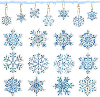 Подвески в виде снежинки, Брелок с алмазной росписью, 5D Брелки для ключей, Художественное оформление, Брелки, Кулон, Сделай САМ, Горный хрусталь, Рождественский подарок